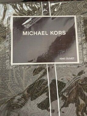 Michael Kors Devonshire Loden King Duvet Cover New Brown Gold Paisley $545